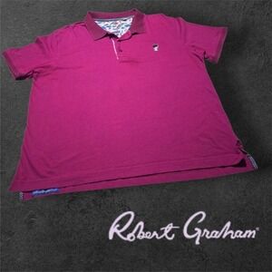 Robert Graham Men's Regal Skull Pima Cotton S/s Polo Shirt Berry 3XL